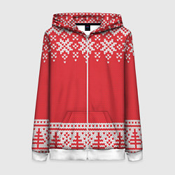 Толстовка на молнии женская Зимний лес, цвет: 3D-белый