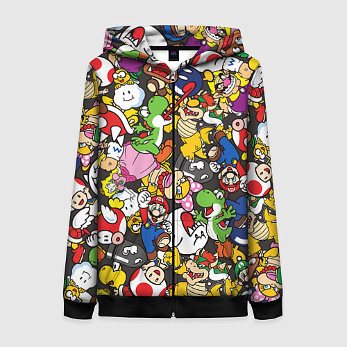 Женская толстовка на молнии Mario ALLSTARS / 3D-Черный – фото 1