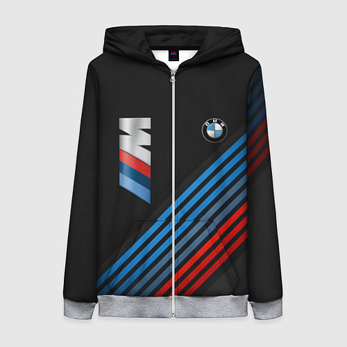 Женская толстовка на молнии BMW STRIPE / 3D-Меланж – фото 1