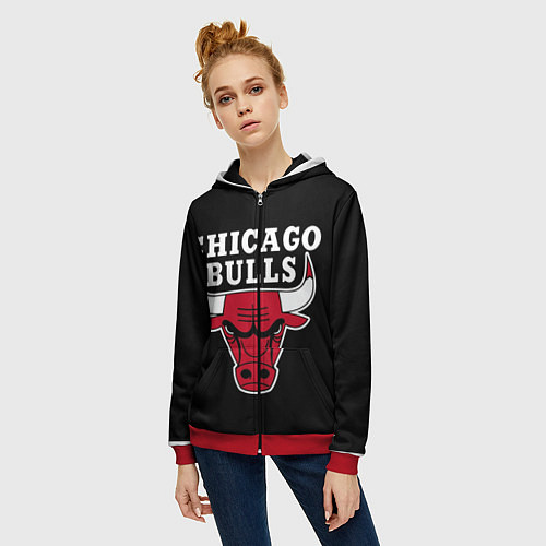 Женская толстовка на молнии B C Chicago Bulls / 3D-Красный – фото 3