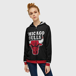 Толстовка на молнии женская B C Chicago Bulls, цвет: 3D-красный — фото 2