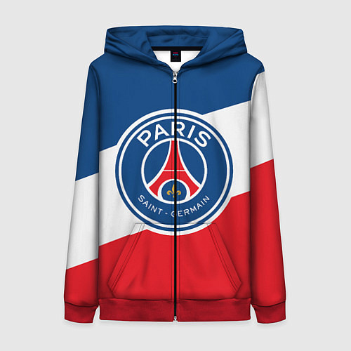 Женская толстовка на молнии Paris Saint-Germain FC / 3D-Красный – фото 1