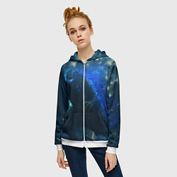 Толстовка на молнии женская ГОДЗИЛЛА В МОРЕ, цвет: 3D-белый — фото 2