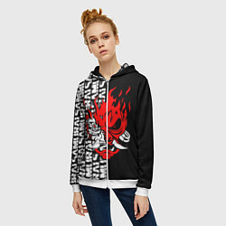 Толстовка на молнии женская CYBERPUNK 2077: SAMURAI, цвет: 3D-белый — фото 2
