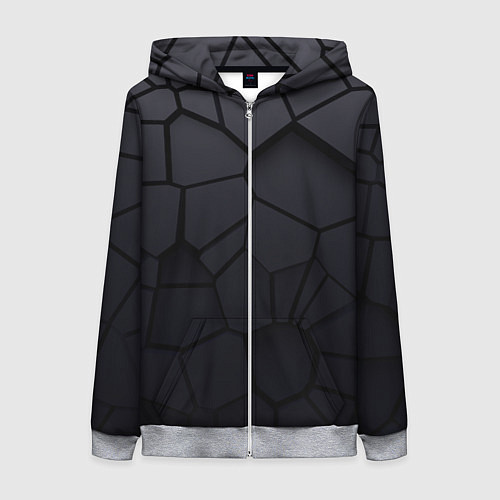 Женская толстовка на молнии Карбоновые 3D плиты 3Д плиты геометрия / 3D-Меланж – фото 1