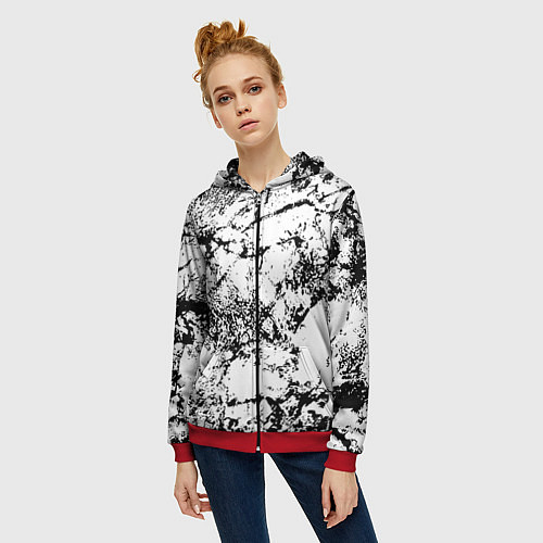 Женская толстовка на молнии Эффект линогравюры / 3D-Красный – фото 3