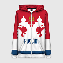 Толстовка на молнии женская Russia Team, цвет: 3D-белый