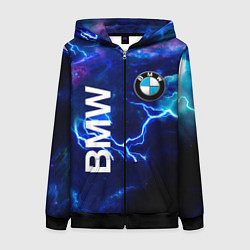 Толстовка на молнии женская BMW Синяя молния, цвет: 3D-черный