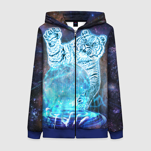 Женская толстовка на молнии Звездный тигр / 3D-Синий – фото 1