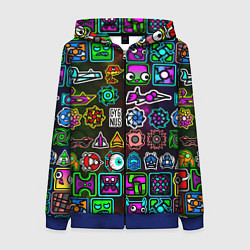 Толстовка на молнии женская Geometry Dash: Heroes, цвет: 3D-синий