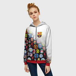 Толстовка на молнии женская FC BARCELONA LOGOBOMBING, цвет: 3D-красный — фото 2