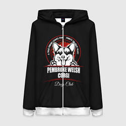 Толстовка на молнии женская Вельш-Корги Пемброк Corgi, цвет: 3D-белый