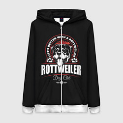 Толстовка на молнии женская Ротвейлер Rottweiler, цвет: 3D-белый