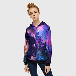Толстовка на молнии женская НЕОНОВЫЕ КОСМОС NEON SPACE, цвет: 3D-черный — фото 2