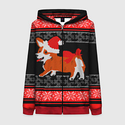 Женская толстовка на молнии Новогодний корги Новый Год