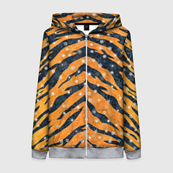 Толстовка на молнии женская Новогодняя шкура тигра, цвет: 3D-меланж