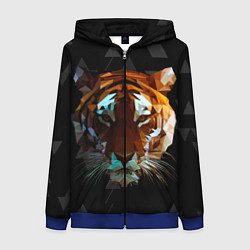 Толстовка на молнии женская Тигр стиль Low poly, цвет: 3D-синий