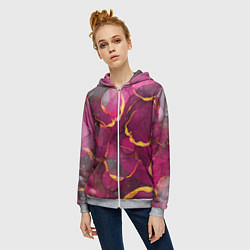 Толстовка на молнии женская Малиновое вино, цвет: 3D-меланж — фото 2