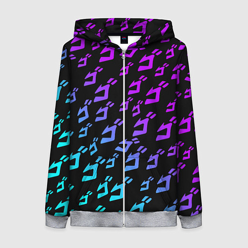 Женская толстовка на молнии JOJOS BIZARRE ADVENTURE NEON PATTERN НЕОН УЗОР / 3D-Меланж – фото 1