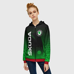 Толстовка на молнии женская SKODA SPORT GRADIENT ШКОДА СПОРТ, цвет: 3D-красный — фото 2
