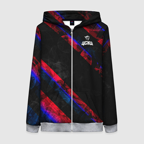 Женская толстовка на молнии ЦСКА Dark Theme / 3D-Меланж – фото 1
