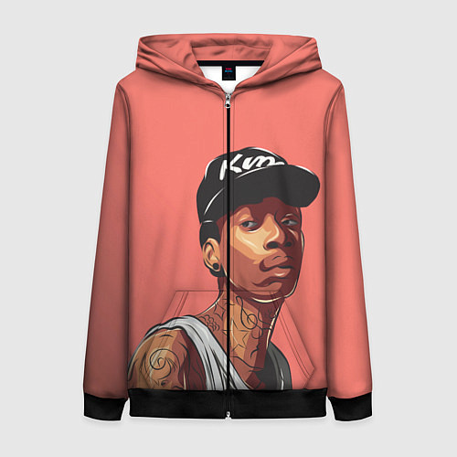 Женская толстовка на молнии Wiz Khalifa Art / 3D-Черный – фото 1