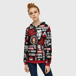 Толстовка на молнии женская БУМАЖНЫЙ ДОМ ЛОГОБОМБИНГ LA CASA DE PAPEL, цвет: 3D-красный — фото 2