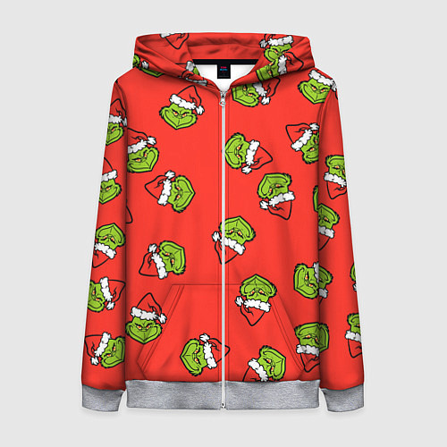 Женская толстовка на молнии Гринч Похититель Рождества / 3D-Меланж – фото 1