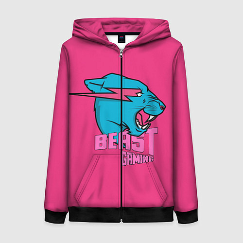 Женская толстовка на молнии Mr Beast Gaming Full Print Pink edition / 3D-Черный – фото 1