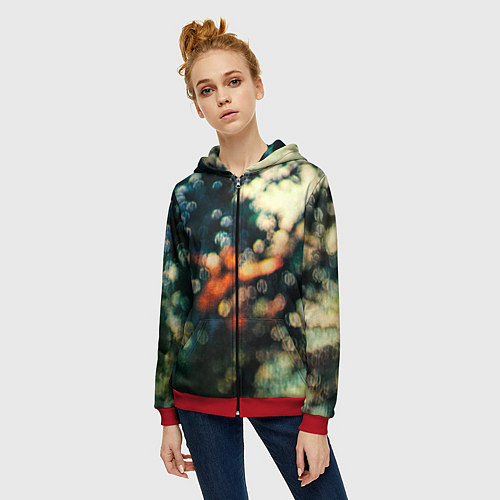 Женская толстовка на молнии Obscured by Clouds - Pink Floyd / 3D-Красный – фото 3