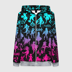 Женская толстовка на молнии ГЕНШИН ИМПАКТ НЕОН ПЕРСОНАЖИ ИГРЫ GENSHIN IM ACT L