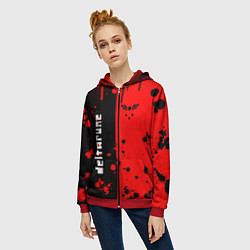 Толстовка на молнии женская Deltarune black & red, цвет: 3D-красный — фото 2