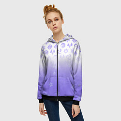 Толстовка на молнии женская GENSHIN IMPACT SYMBOL PATTERN SAKURA САКУРА, цвет: 3D-черный — фото 2