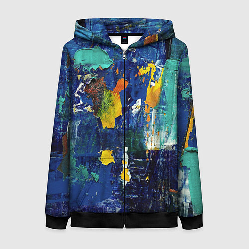 Женская толстовка на молнии КРАСКА PAINT / 3D-Черный – фото 1