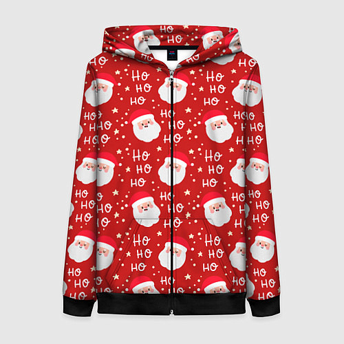 Женская толстовка на молнии САНТА КЛАУС НОВЫЙ ГОД / 3D-Черный – фото 1