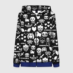 Женская толстовка на молнии UNDERTALE PATTERN БЕЛЫЙ