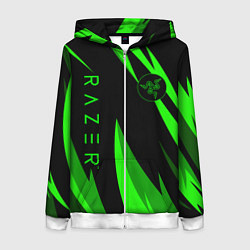 Толстовка на молнии женская RAZER GREEN, цвет: 3D-белый