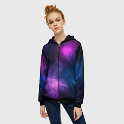 Толстовка на молнии женская Космос Galaxy, цвет: 3D-черный — фото 2