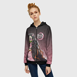 Толстовка на молнии женская НЕЗУКО NEZUKO SLAYER, цвет: 3D-черный — фото 2