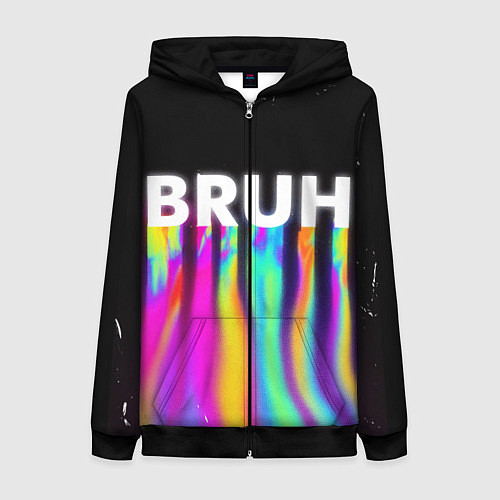 Женская толстовка на молнии BRUH Братан / 3D-Черный – фото 1