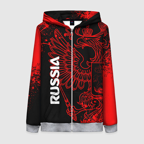 Женская толстовка на молнии Russia Герб страны / 3D-Меланж – фото 1