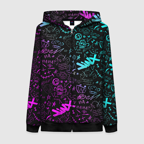 Женская толстовка на молнии League Of Legends - Arcane неон логотипы / 3D-Черный – фото 1