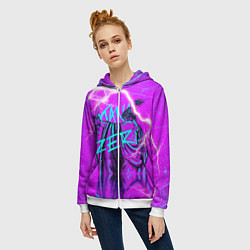 Толстовка на молнии женская Katana Zero Катана Зеро Самурай, цвет: 3D-белый — фото 2