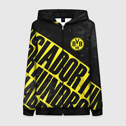 Толстовка на молнии женская Боруссия Дортмунд, Borussia Dortmund, цвет: 3D-черный