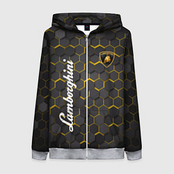 Толстовка на молнии женская Lamborghini - Золотые соты, цвет: 3D-меланж