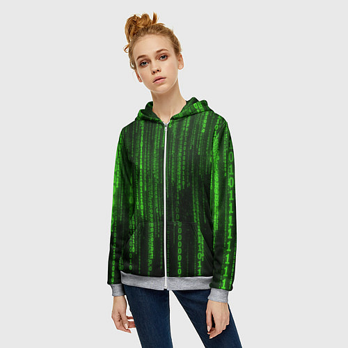 Женская толстовка на молнии Бегущий по коду / 3D-Меланж – фото 3