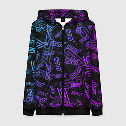 Толстовка на молнии женская STI NEON PATTERN, цвет: 3D-черный