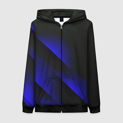 Женская толстовка на молнии Blue Fade 3D Синий градиент / 3D-Черный – фото 1