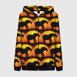 Толстовка на молнии женская Силуэт слона паттерн, цвет: 3D-черный