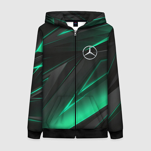 Женская толстовка на молнии MERCEDES-BENZ AMG NEON STRIPES PETRONAS / 3D-Черный – фото 1